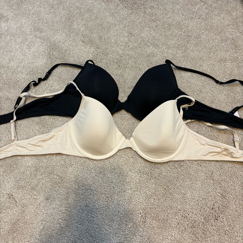 Victoria’s Secret T-shirt Demi Bra Lot Of 2 Size 36B 1 Nude 1 Black Underwire